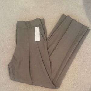 Urban Outfitters Taupe Wide-Leg Pleated Trousers